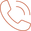 Icône de combiné téléphonique rouge sonnant avec des ondes, symbolisant un appel, une communication ou un support client direct.